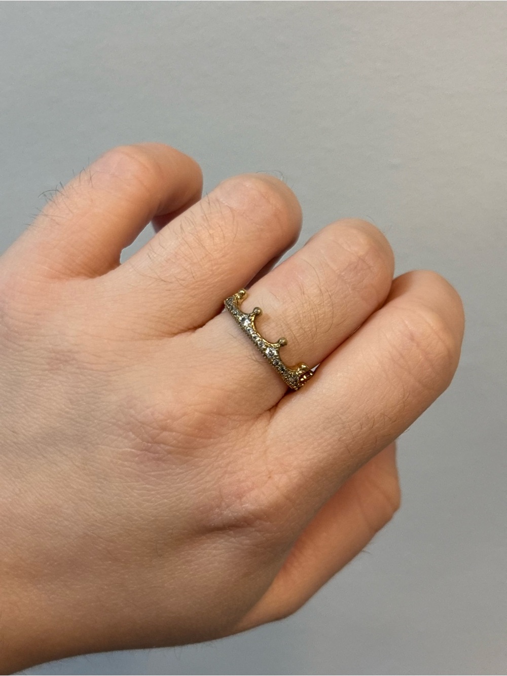 Pandora Gold Crown Band Ring with Clear Stones